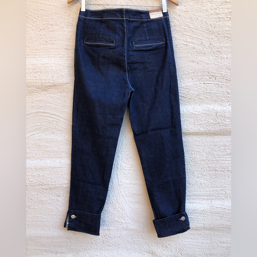 Anarsuse Works of Denim Cropped Jeans. Size- M. Dark Blue w/ White Stitching